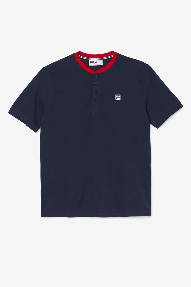 Fila T-Shirt Mens Navy - Ralph Henley - Philippines 1435092-EX